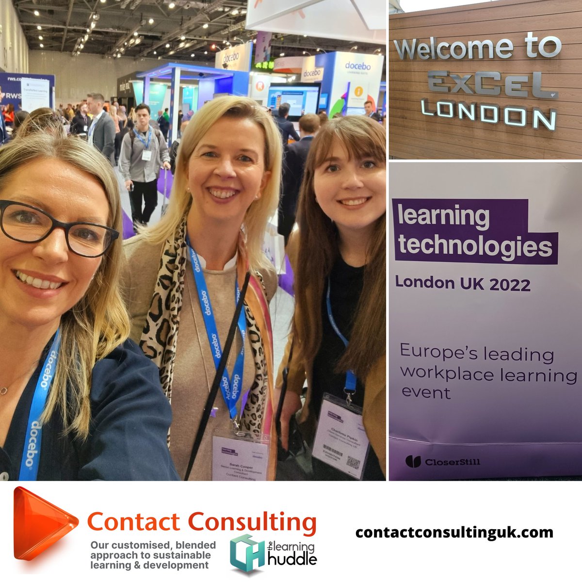 ContactUK's tweet photo. Kimberley, Sarah and Charlotte had a great day yesterday at the @LearnTechUK 2022 exhibition! 
They heard some great insights into the ever-changing world of digital learning and the impact it is having.

#LT22UK #Learning #Digitallearning #Learninganddevelopment https://t.co/dW7KGyJYjA
