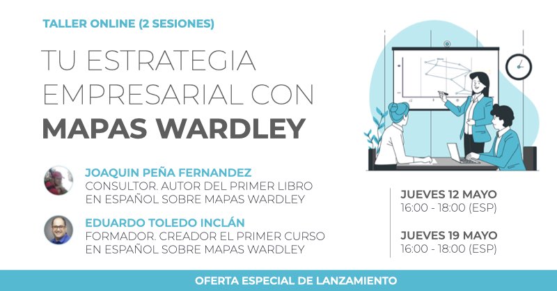 9brains_es's tweet photo. La semana que viene arrancamos una nueva formación en español sobre Mapas Wardley, una novedosa y potente herramienta de estrategia empresarial. 
Aún quedan tres plazas libres. 
https://t.co/ad8zjbq61v https://t.co/uM1n1QhgB0