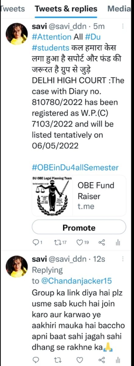 savi_ddn's tweet photo. #OBEinDu की मांग से जुडे छात्रों से अपील ग्रुप से जुड़े और 
#7बजे  #OpenMic में कोर्ट प्रोसीडिंग्स से सम्बंधित सवाल जवाब करें आपके और कोर्ट और वकील के बीच मे कोई दलाल नहीं है अपनी बात खुद पहुंचाएं कोर्ट तक  #Du स्टूडेंस एकता जिंदाबाद हम अपना हक लेकर रहेंगे
https://t.co/kJRvNLRnGe https://t.co/3XjVBIXH99