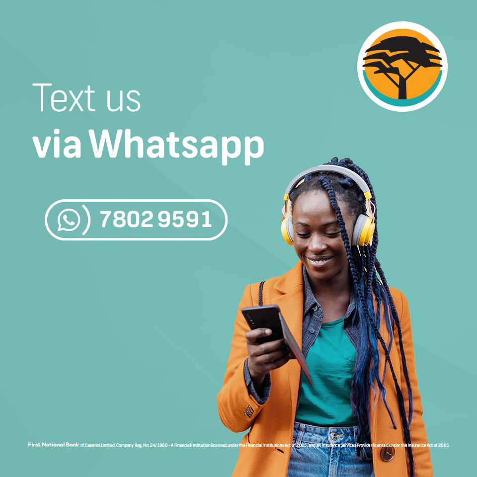 FNBEswatini's tweet photo. We know that kuyasheshwa and you’re always on the go, making moves. Get the help you need from our Customer Support Centre wherever you are through our WhatsApp line.

#SwitchToFNB #FNBEswatini https://t.co/0wzoiu2dbQ