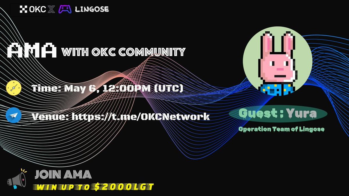 AMA <a href="/LingoseGame/">LingoseGame</a>  &amp;  <a href="/OKCNetwork/">OKT Chain ⚛🕸</a> 
Date: May 6, 12PM UTC
📍Venue: t.me/OKCNetwork
🎁 $2000 LGT Prize Pool
✅Rules
1. Like❤️ RT &amp; Tag 3 friends
2. Fill the form: giv.gg/jfp7bY