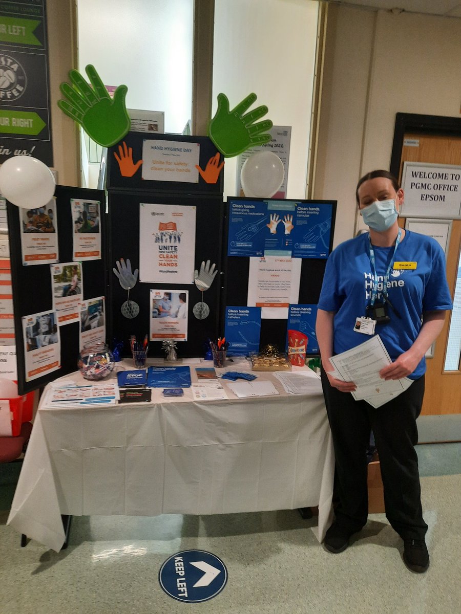 RinaSoBo's tweet photo. Hand Hygiene Day at Epsom and St Heliers Hospital #uniteforsafetycleanyourhands https://t.co/eQGNj4yiEO