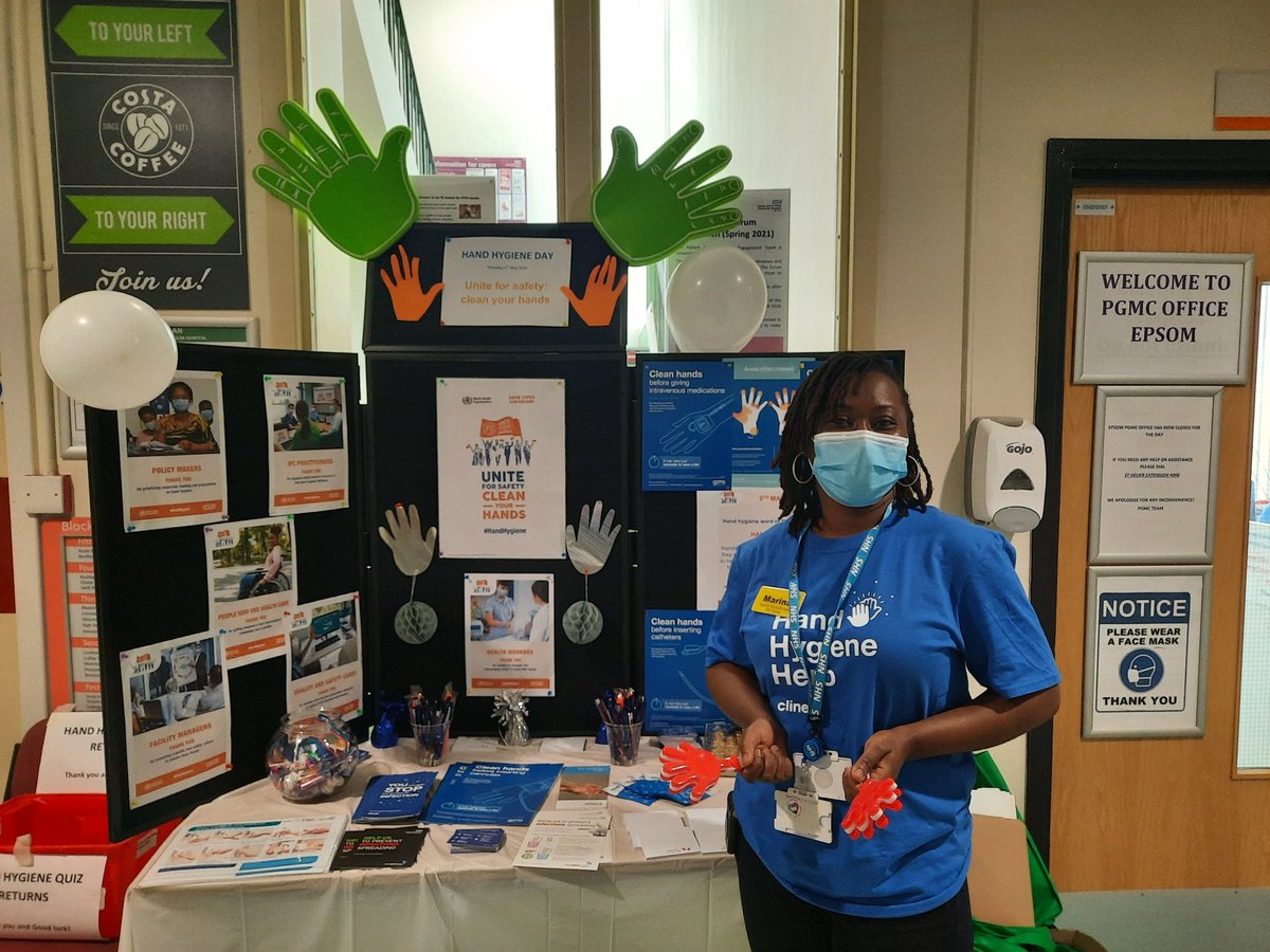 RinaSoBo's tweet photo. Hand Hygiene Day at Epsom and St Heliers Hospital #uniteforsafetycleanyourhands https://t.co/eQGNj4yiEO