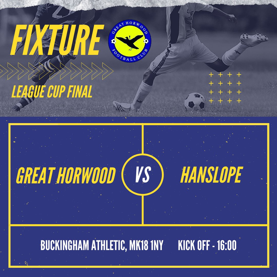 🔵🟡 🏆CUP FINAL 🏆🟡🔵

Last game of the season for the 1st team on Saturday and it’s a chance to do the double and top off an amazing season. 

Please come along and show your support.