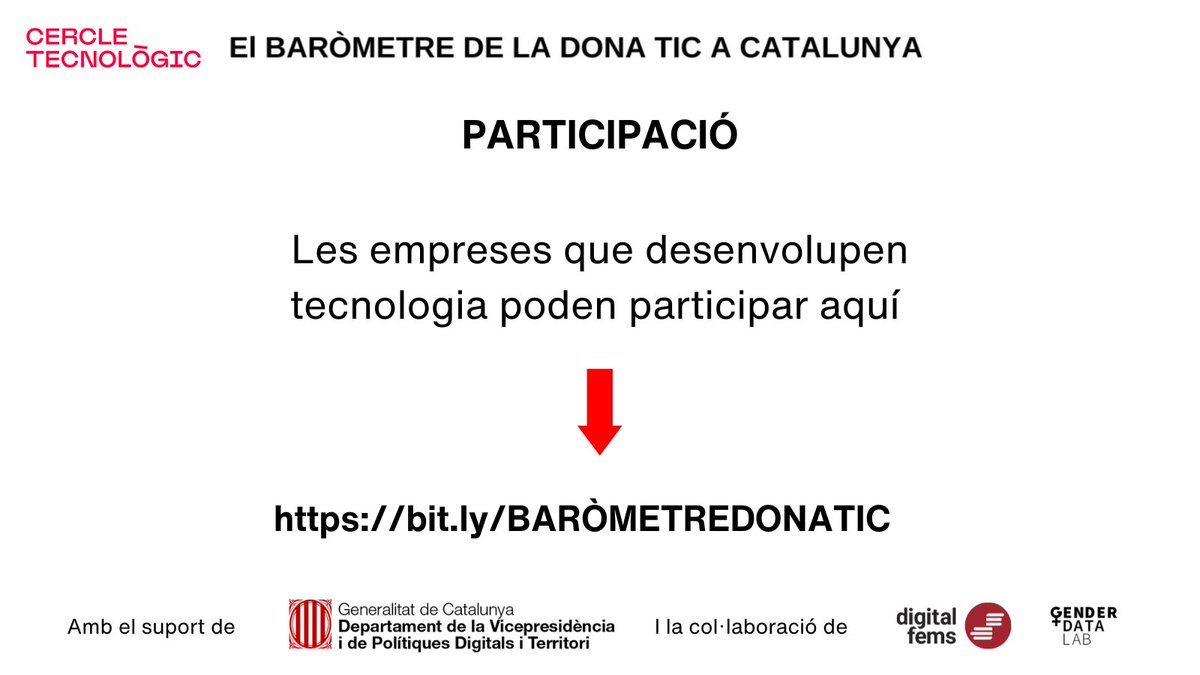 DigitalFems's tweet photo. ☝️Convertirem la info en 📊OpenData i es publicarà al @genderdatalab
⏩Publicarem un informe amb els resultats de la radiografia actual del sector empresarial que desenvolupa tecnologia. https://t.co/MiTEzpkZWN https://t.co/4OgdDyMg8f