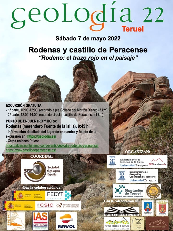 unizar's tweet photo. #Rodenas y #Peracense, protagonistas del #Geolodía2022 en Teruel, el mayor evento de divulgación geológico nacional desde su creación en Teruel.
Sábado 7, encuentro en merendero de la Fuente de la Isilla (entrada de Rodenas), 9:45h para comenzar visita. Libre y sin inscripción https://t.co/35WxYEDTQf