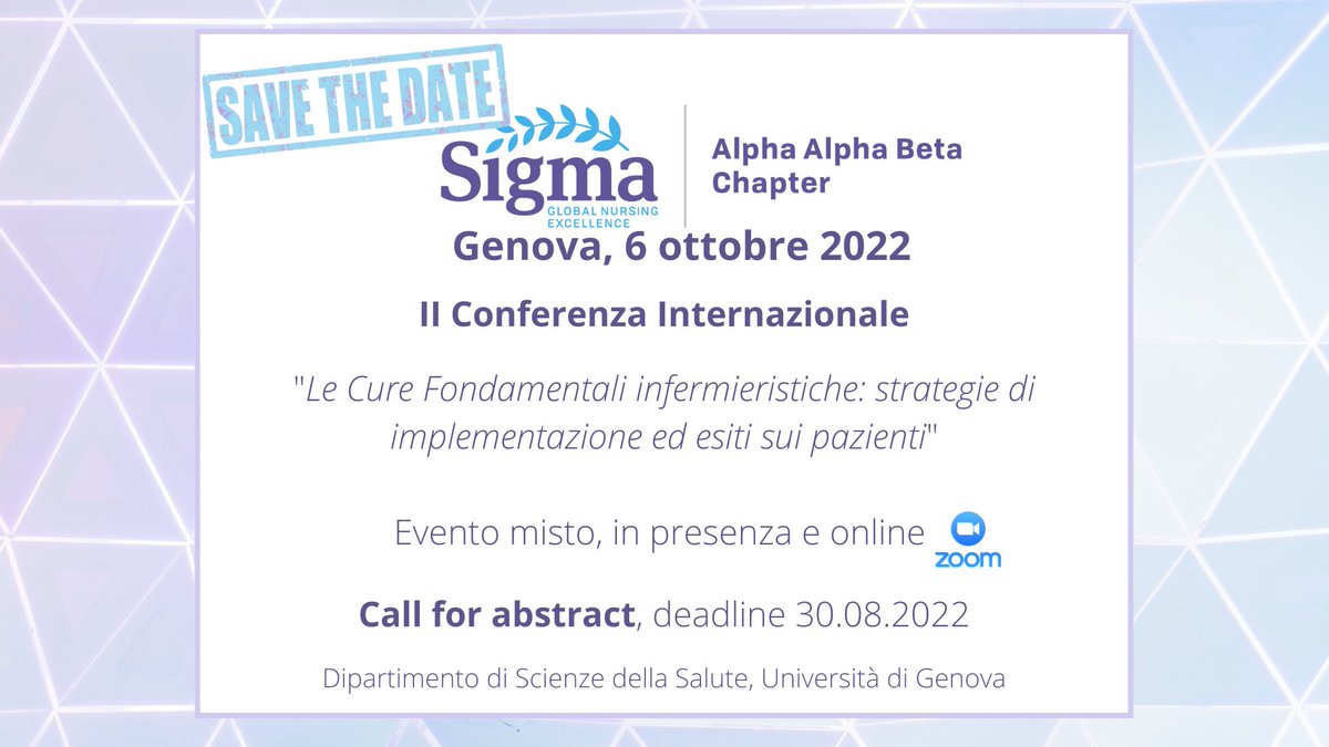 AlphaItalia's tweet photo. Join the II International Conference of our Chapter: Fundamentals Of Care: Implementation Strategies and Patient Outcomes.
Open the call for abstract!
#sigmanursing #sigmanurses #sigmaconference #sigmaitalia #alphaalphabetachapter #callforabstract #fundamentalsofcare https://t.co/sPVOXeURbu