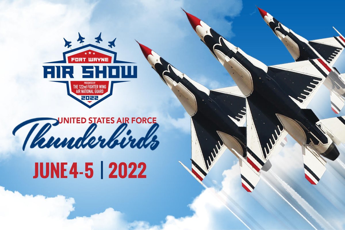 📢Air Show Announcement📢 
The Air Force Thunderbirds and a blockbuster lineup of the world’s top performers will be in Fort Wayne June 4th &amp; 5th!
General Admission to the show is FREE! All parking is also free and is at the airport. 
For more info visit: fwairshow.com