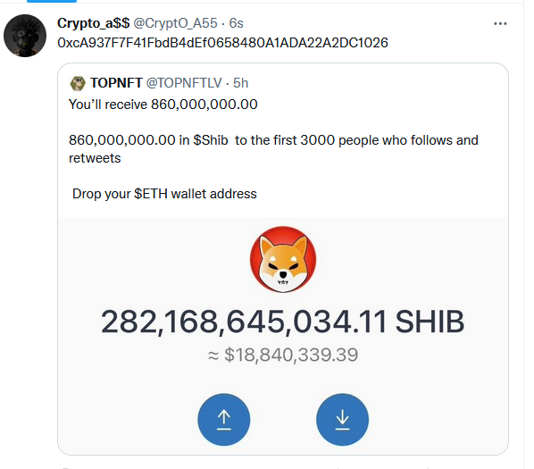 CryptO_A55's tweet photo. @TOPNFTLV Show me the shib A$$

0xcA937F7F41FbdB4dEf0658480A1ADA22A2DC1026 https://t.co/clLAjYD9Pv