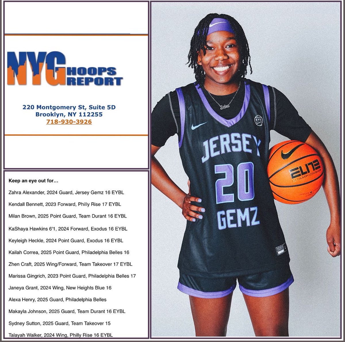 Congratulations to <a href="/zahra_alexander/">Zahra S. Alexander</a> and <a href="/mikaela_hubbard/">Mikaela Hubbard</a> from 16 EYBL and 17 EYBL for being “Ones to Watch” by <a href="/NYGHoops/">NYGHoops</a> for their performances at The Nike Invitational at Boo Williams. Way to work ladies! 💜💙