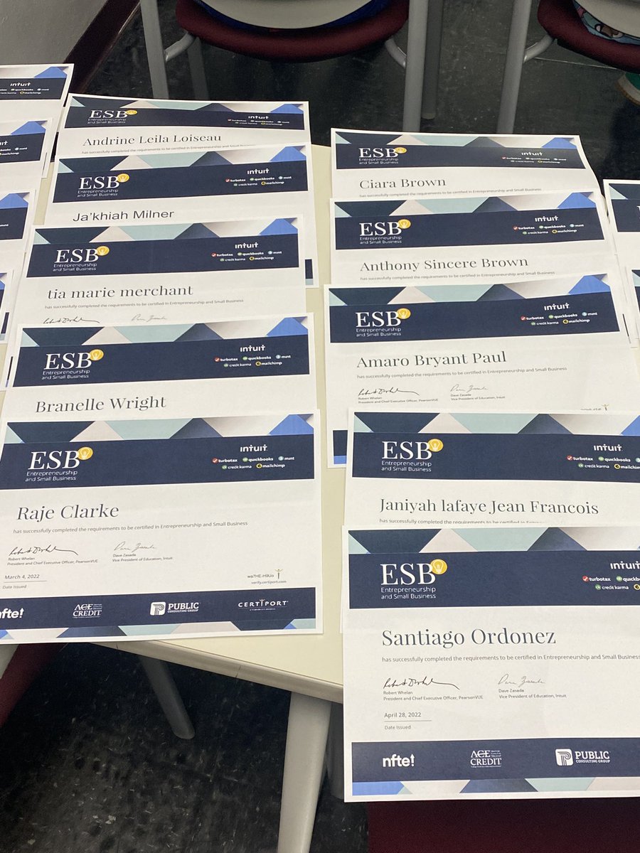 cccougarprints's tweet photo. Celebrating @CreekMagnet scholars passing their ESB industry certification exams.  @NFTE_southeast https://t.co/WXF1hZMtHZ