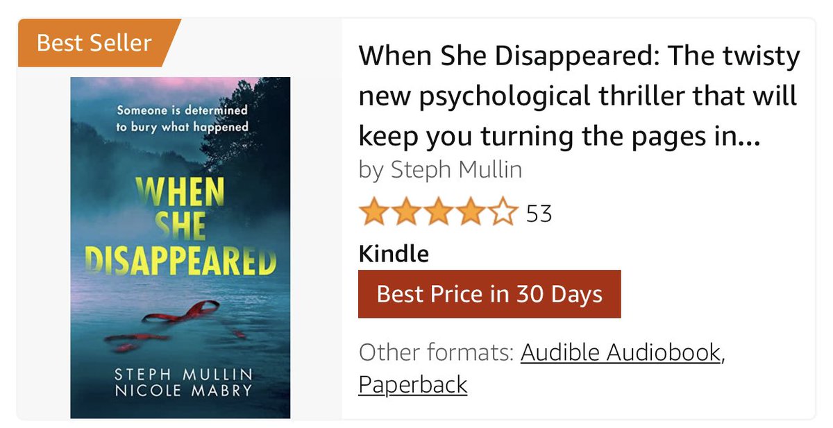 When She Disappeared made #54 in the Kindle Store overall (!!) and got several pretty category orange banners too- one of the best feelings 🥰 Thank you everyone who has purchased! You can still get the e-book for .99 through the 8th! amazon.com/dp/B09BLLYK33/
