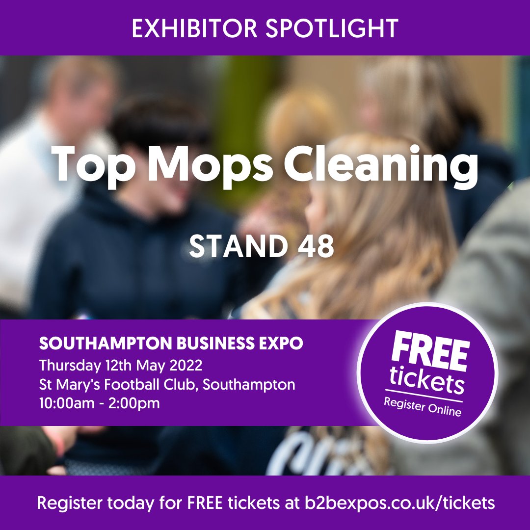 One Week until we are at the Southampton Business Expo being held at St Mary's Football Club.

Free Tickets for registrations online to visit.

Come and fund us on stand 48!

#southamptonbusinessexpo #b2b #businessexpo #southampton #contractcleaning #topmops