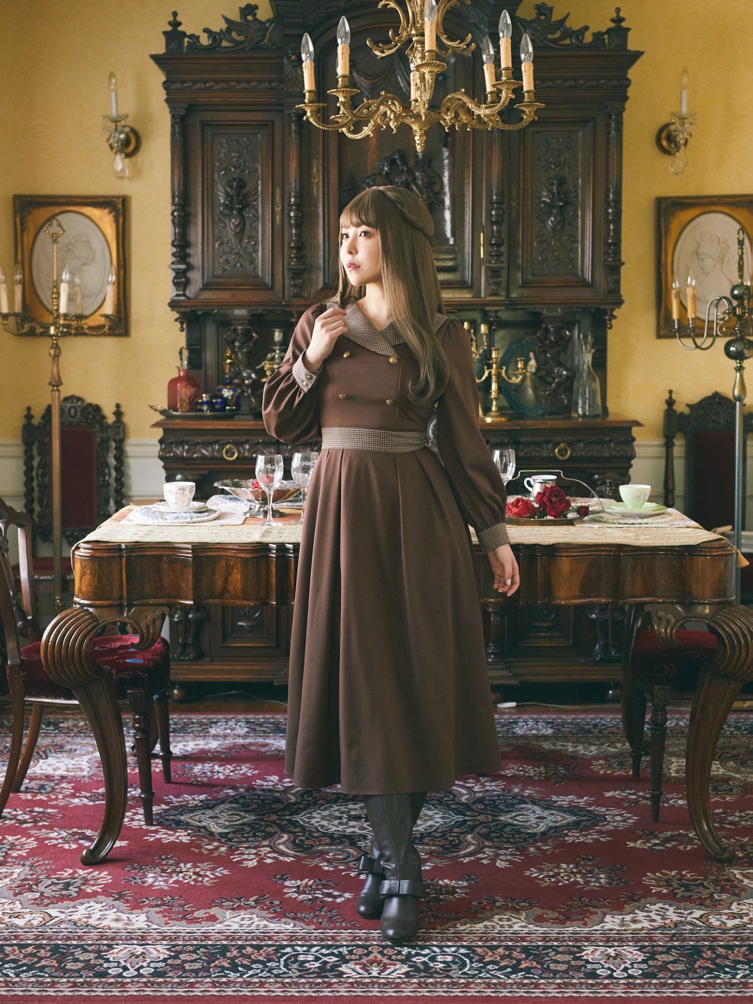 【新品】メゾンドフルールプチローブカノン　サラのロマンスワンピース　M 新品】メゾンドフルールプチローブカノン サラのロマンス