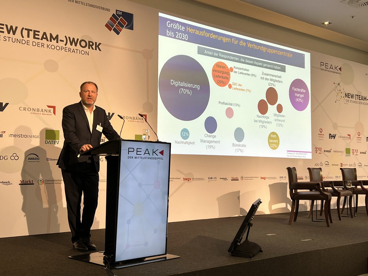 Prof. Dr. Morschet beschäftigt sich in seinem Vortrag mit den Herausforderungen für den kooperierenden #Mittelstand, d.h., #Verbundgruppen und #Genossenschaften.
Sehr spannend!
<a href="/MittelstandZGV/">Mittelstandsverbund</a> <a href="/_Genossenschaft/">DGRV</a>