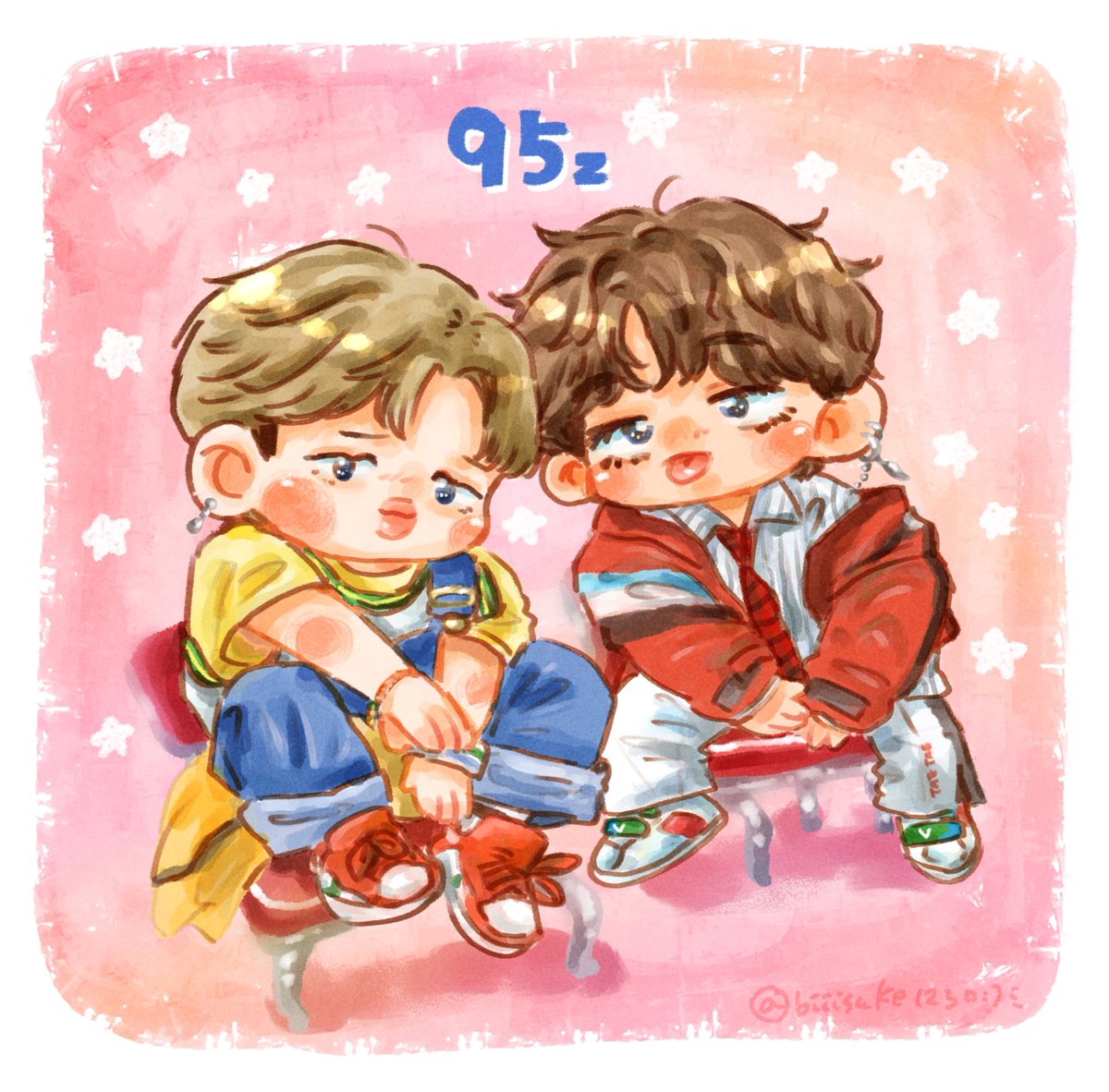 「🐣🐻🌟💫✨

#btsfanart
#JIMIN
#TAEHYUNG 」|bisuke🐻/slowのイラスト