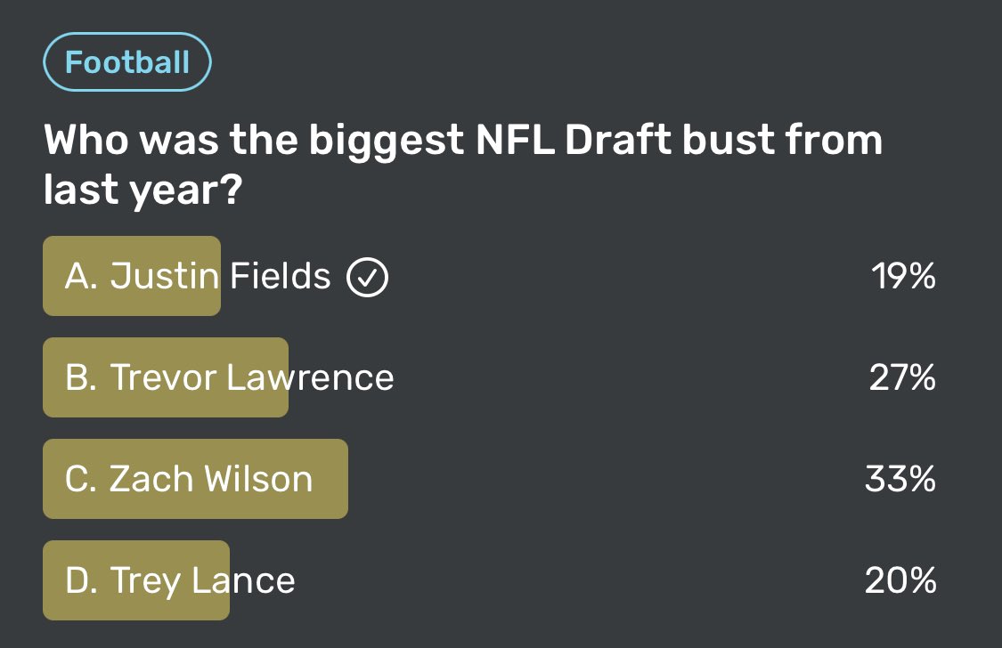 Been listening to these takes and I still don’t know. Thought it was Justin Fields at first, but I’m starting to question…