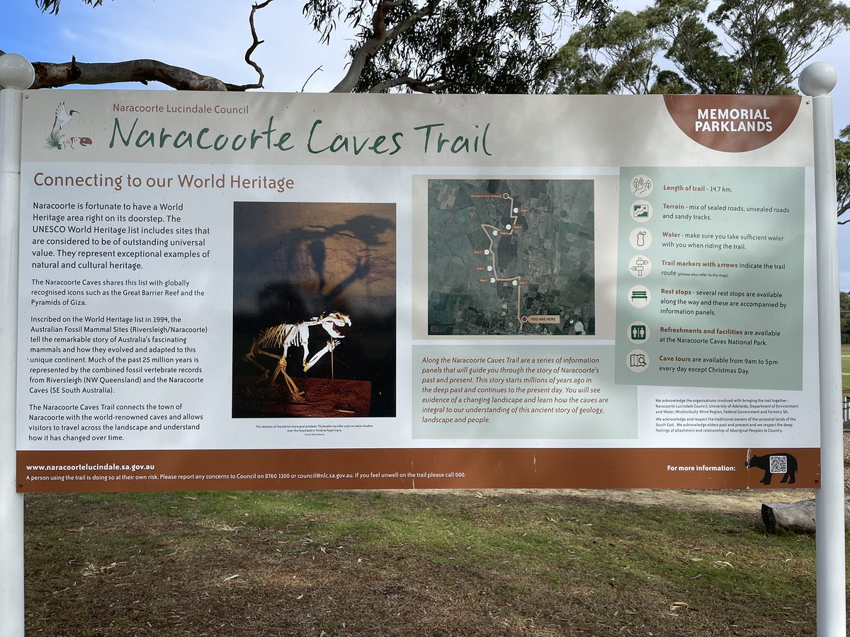 LizReed_palaeo's tweet photo. Attended the launch of the #Naracoorte Caves Trail today. Opened by Federal Member for Barker Tony Pasin, and Mayor Erika Vickery. I put together the interpretive signs for the trail as part of our ARC Linkage collaboration with @NLucindale, @SAEnvirWater @UofA_SET, #Wrattonbully https://t.co/zb8GmE4dyJ