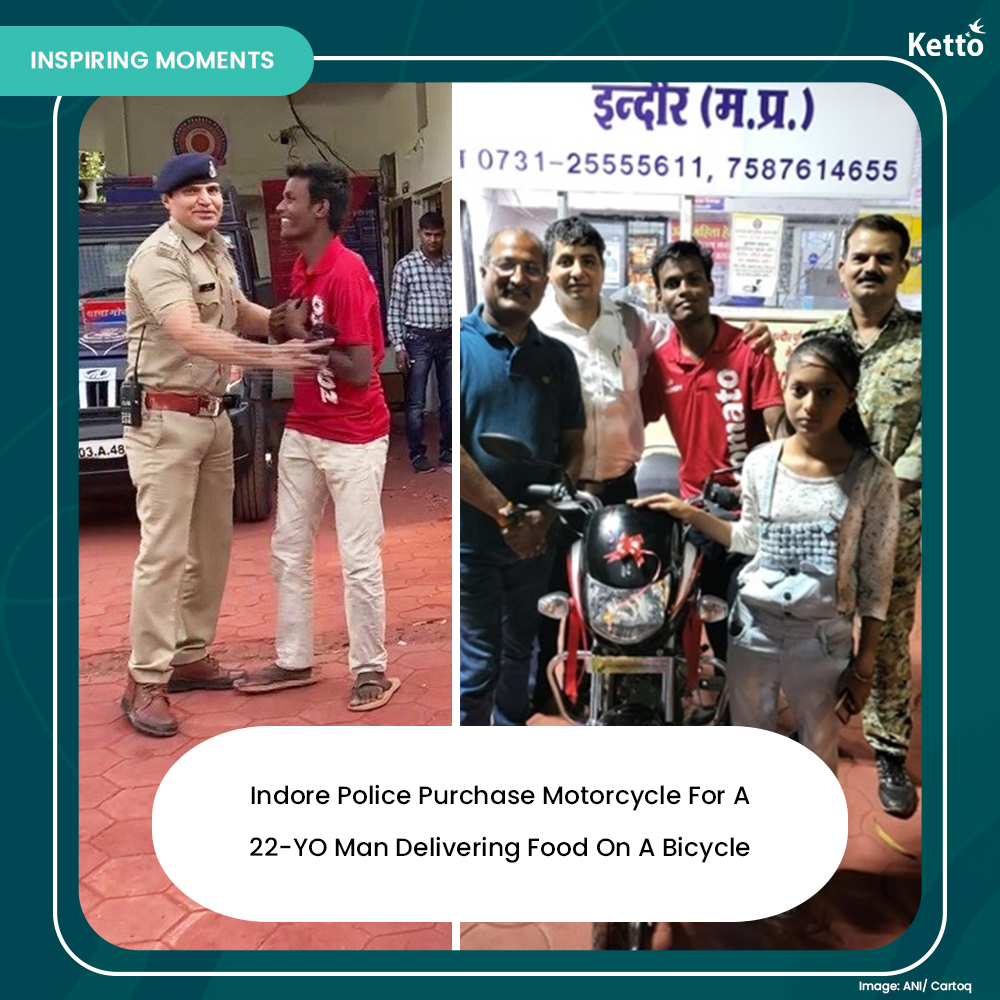 In a #humanitarian gesture, some #Indore police personnel bought a #motorcycle for a 22-year-old employee of an online food delivery firm after seeing him working hard to deliver food parcels to people's homes on his bicycle.

<a href="/CP_INDORE/">Commissioner of Police,Indore</a>