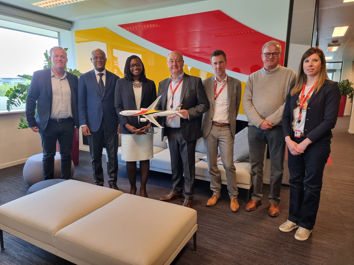M_Kaapanda's tweet photo. Yesterday, we had the pleasure to meet the CEO of @Airbelgium and his team in order to explore opportunities in Namibia. Good air connectivity is a vital facilitator of tourism, trade and investment &amp; Namibia welcomes the interest of international airlines in our country. https://t.co/hDnJnXPTds