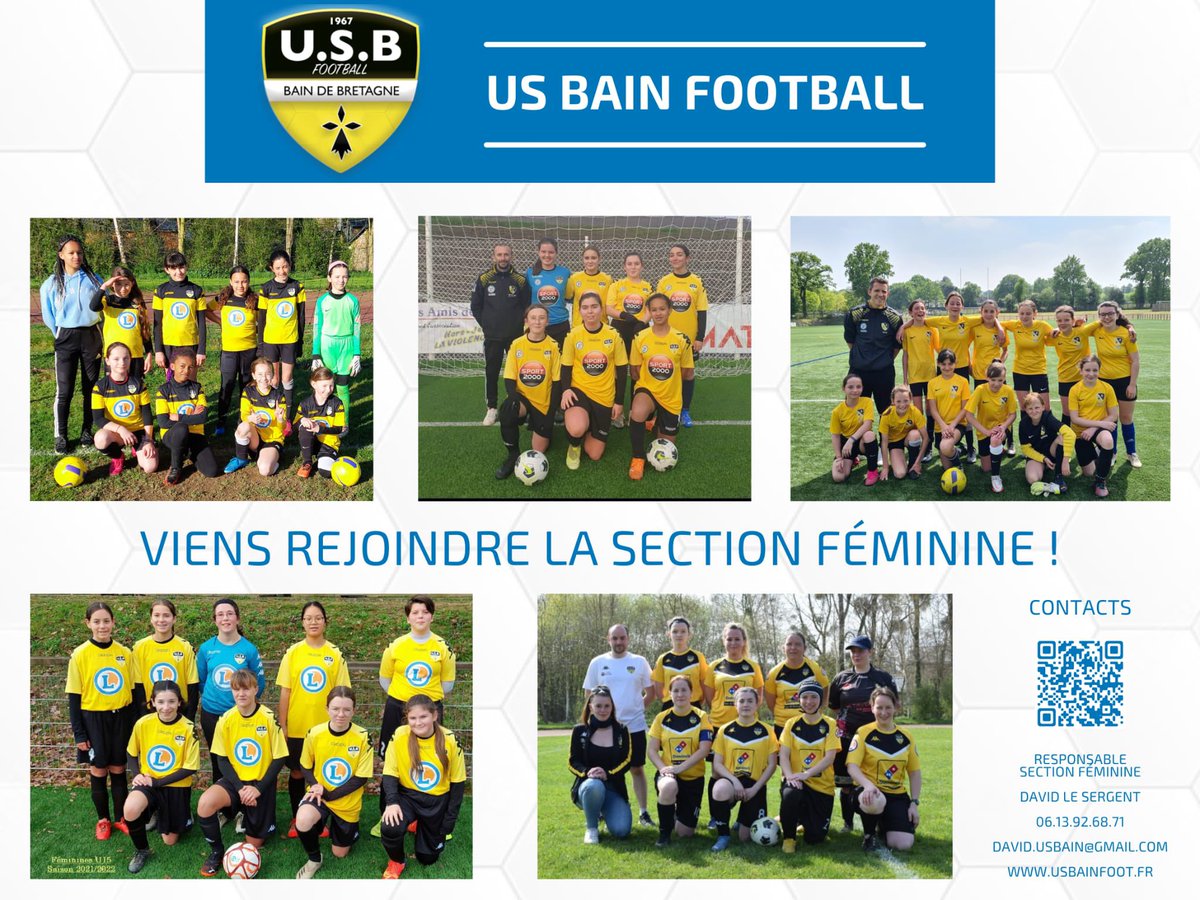 usbainfoot's tweet photo. [SECTION] Féminine 🔥💪

Viens rejoindre la section féminine pour la saison 2022/2023 ! 👊

On compte sur toi ! 🙂

#allezusb 🟡⚫️💪 https://t.co/2CQiOByjhm