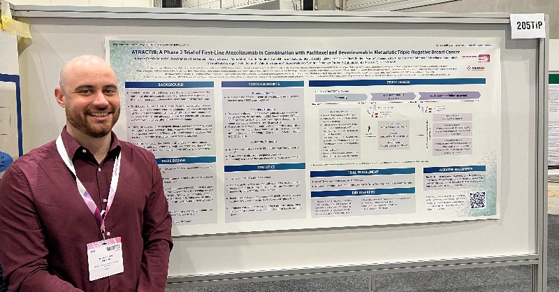 wearemedsir's tweet photo. We presented our #ATRACTIB trial at #EMSOBreast22 yesterday! This trial is evaluating first-line atezolizumab with paclitaxel and bevacizumab for advanced or metastatic TNBC and just finished recruitment! Download the poster in the link.
#breastcancer #TNBC