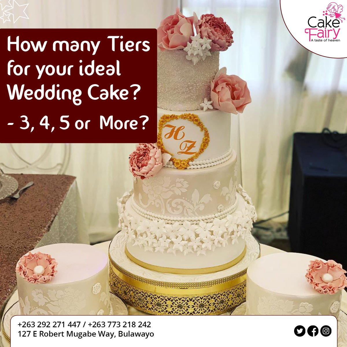 🗣Talk to us: How many tiers should an ideal Wedding Cake have? 3, 4, 5 or more? Let us know your thoughts in the comments below.👇👇👇

Get in touch with us on 0773218242 for a quote for your wedding cake.

#cakefairyzim #weddingcakes #tiers #zimweddings #love #bulwayo #vrzmb