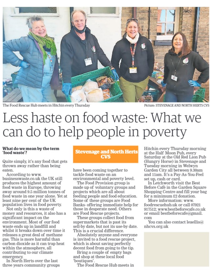 Focus on Food Waste- it's not just about people in poverty either, ANYONE can be a #FoodRescueHero
<a href="/HealthyHertsHHF/">Healthy Hearts Food</a> <a href="/HitchinInfo/">Hitchin Initiative</a> <a href="/HitchinNews/">AboutMyArea Hitchin</a> <a href="/NorthHertsDC/">North Herts Council</a> <a href="/StevenageForum/">The Forum Stevenage</a>