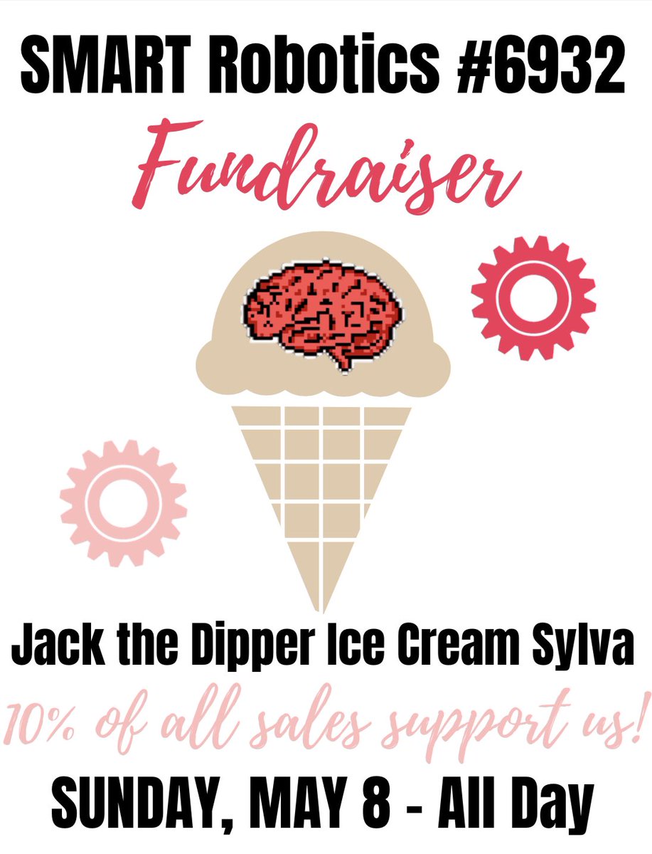 Come support us Sunday, May 8th at Jack the Dipper in Sylva! We'll be there 1-10 demonstrating and talking about our team. 10% of the profits from Sunday will go towards funding our team. See you this weekend!
#frogbot #frog #frc #robotics #followthebrain #icecream #jackthedipper
