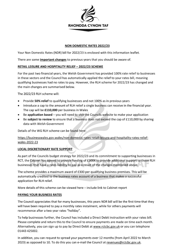 Apply for Retail Leisure &amp; Hospitality (RLH) rates relief inc additional support of up to £300 
rctcbc.gov.uk/EN/Business/Bu…
businesswales.gov.wales/non-domestic-r…
#ouraberdarebid #SupportSmallBusiness #supportlocalbusiness #shoplocal #shoplocalrct @rctcouncil <a href="/WelshGovernment/">Welsh Government</a>