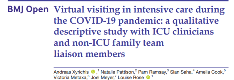 LifeLines_ICU's tweet photo. virtual visiting perceived positively as alternative that promoted family-centred care. We perceive benefits of virtual visiting extend to non-pandemic times thru improved equity &amp; timeliness of family access to the ICU alongside inperson visiting.
https://t.co/FtDV2C7LCt https://t.co/keqPzL8ffp