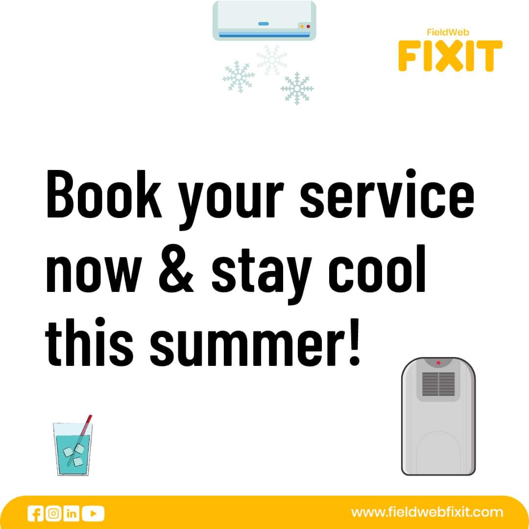 fieldwebfixit's tweet image. Oh! summers are here too soon. Aren’t they? So, did you check all the things that can keep you cool?
Book your AC or cooler service from the best service provider: bit.ly/3h4KpNv 

#fieldweb #DigitalArtist #Technologies #money #business #SummerGameFest #DS4