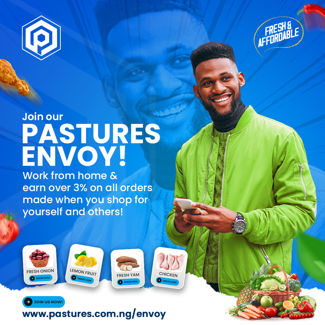 Work from home and earn money online when you shop for others or refer them to shop with us. Join Pastures Envoy today! Sign-up: pastures.com.ng/envoy

#pasturesnigeria #pasturesng #pasturesenvoy #money #endasuustrike #affiliatemarketer