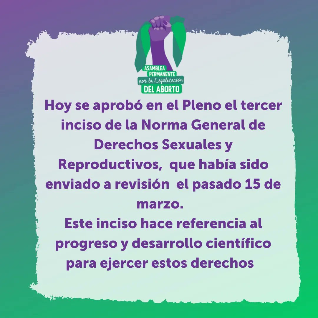 📢SE APROBÓ!  

Ayer se aprobó en el Pleno de la Convención Constitucional el tercer inciso de la Norma General de Derechos Sexuales y Reproductivos,  que había sido enviado a revisión. 
Infórmate en <a href="/convencioncl/">Chile Convención</a>
<a href="/lanetacl/">LANETA</a>

#SeráLey