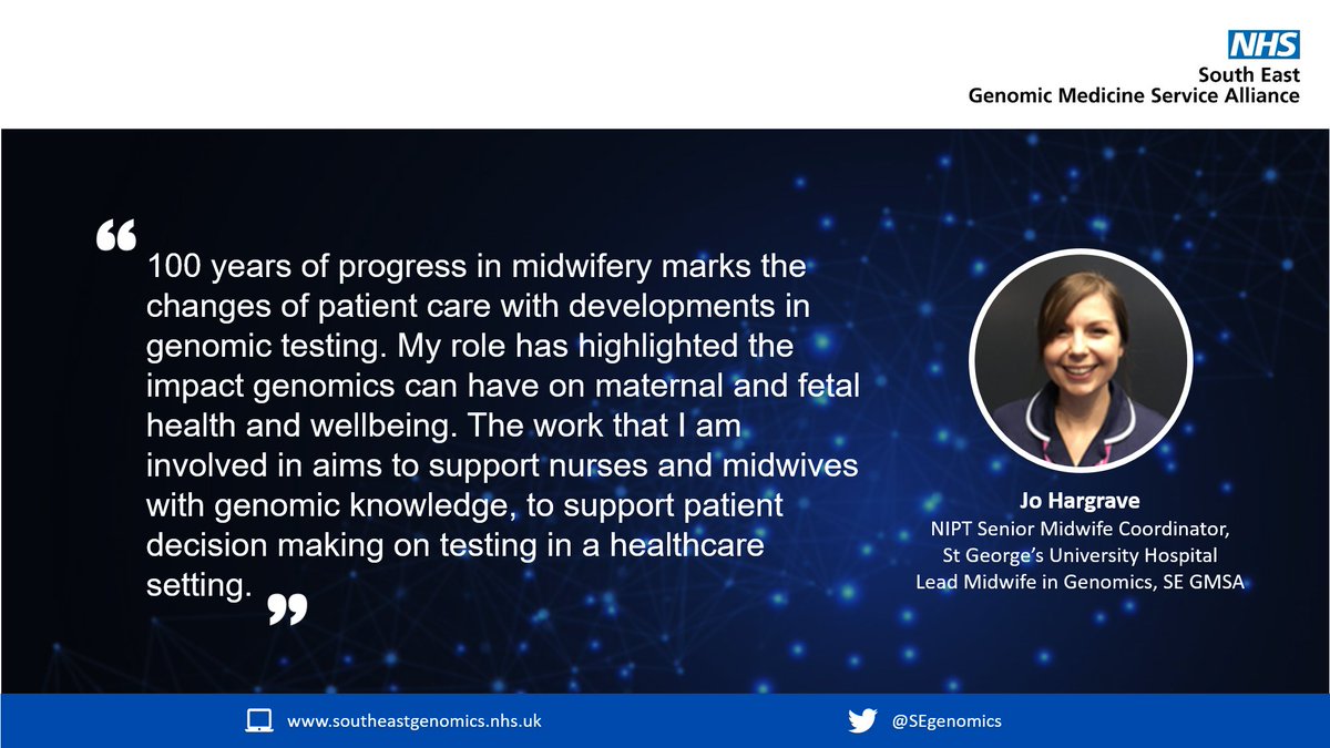NHS South East Genomic Medicine Service (@segenomics) on Twitter photo South East GMSA Midwifery Lead <a href="/jo_hargrave/">Jo Hargrave</a> is here to support #midwives across the region in using #genomics in their practice for the benefit of their patients.
Contact us to find out more!
#IDM2022 <a href="/MidwivesRCM/">Royal College of Midwives 💙</a> <a href="/NHSgms/">NHS Genomic Medicine Service</a> @StGeorgesTrust South East GMSA Midwifery Lead <a href="/jo_hargrave/">Jo Hargrave</a> is here to support #midwives across the region in using #genomics in their practice for the benefit of their patients.
Contact us to find out more!
#IDM2022 <a href="/MidwivesRCM/">Royal College of Midwives 💙</a> <a href="/NHSgms/">NHS Genomic Medicine Service</a> @StGeorgesTrust