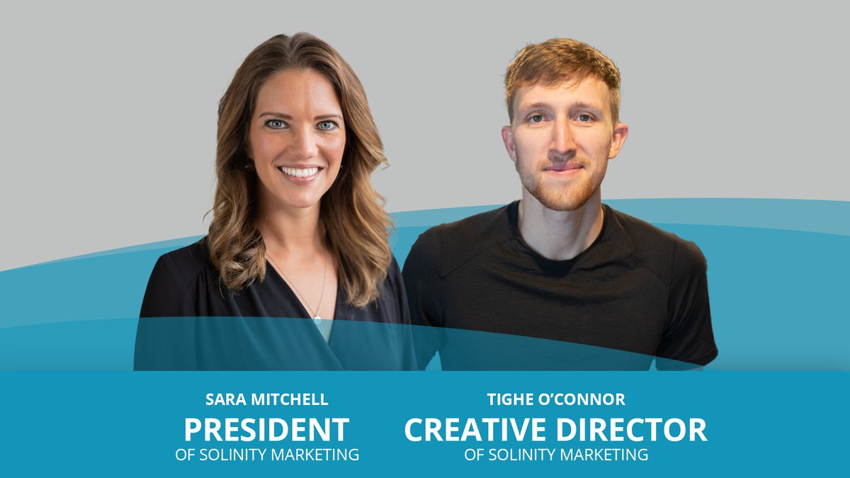 SolinityMKTG's tweet photo. Join us in celebrating company leaders Sara Mitchell who was appointed President and Tighe O'Connor as Creative Director! 

This comes along with several new hires and promotions within the fast-emerging full-service PR and marketing agency. https://t.co/M462vXPi7i