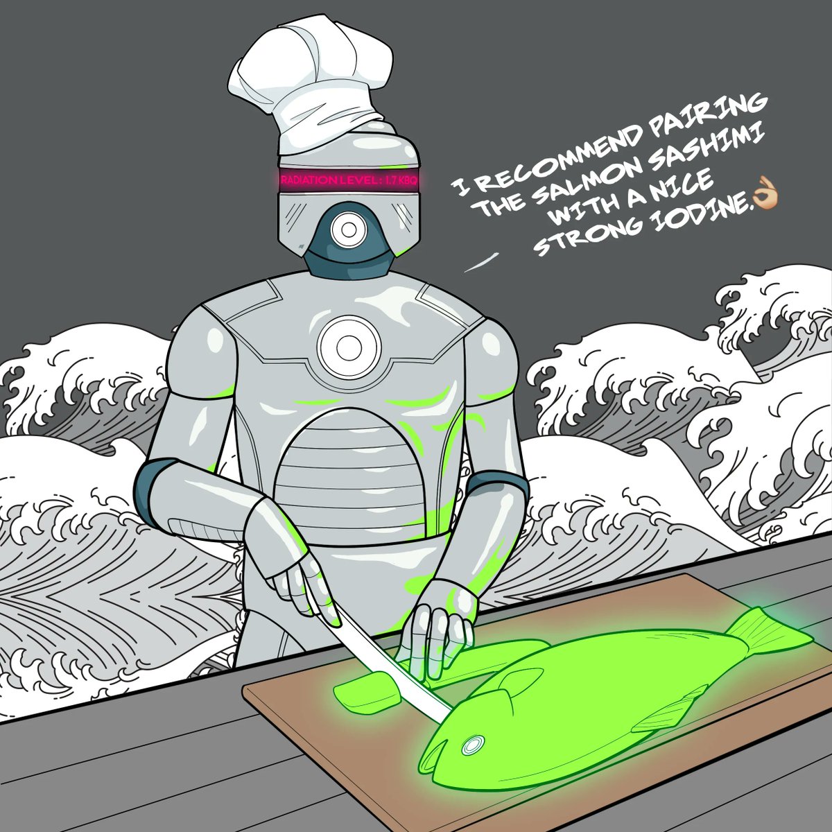 nowhere_beach's tweet photo. From farm to plate ☢️ Some fine dining tips from the Chef! Zoom in for radiation level.

#boombap #gorillaz #scifi #indiecomics #comic #politicalhiphop #conscioushiphop #rap #rapper #hardcorerap #nerdcore #rage #comicrap #comichiphop #rtj #beats #comicillustration #rapcomics https://t.co/J46b97jVvf