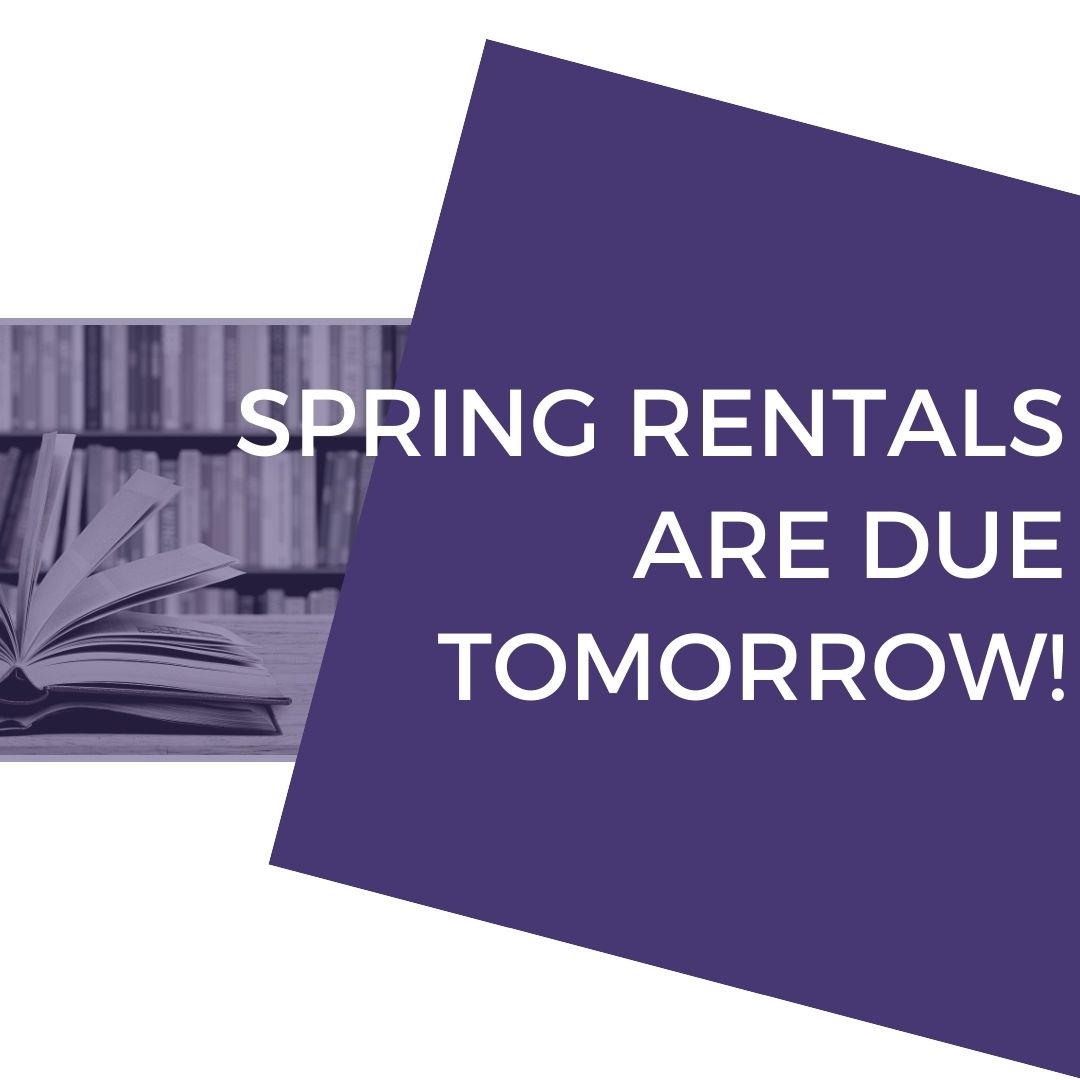 Spring rentals are due tomorrow! Don't forget to return your textbooks after you're done with your finals!
.
.
.
#ucabears #theucabookstore