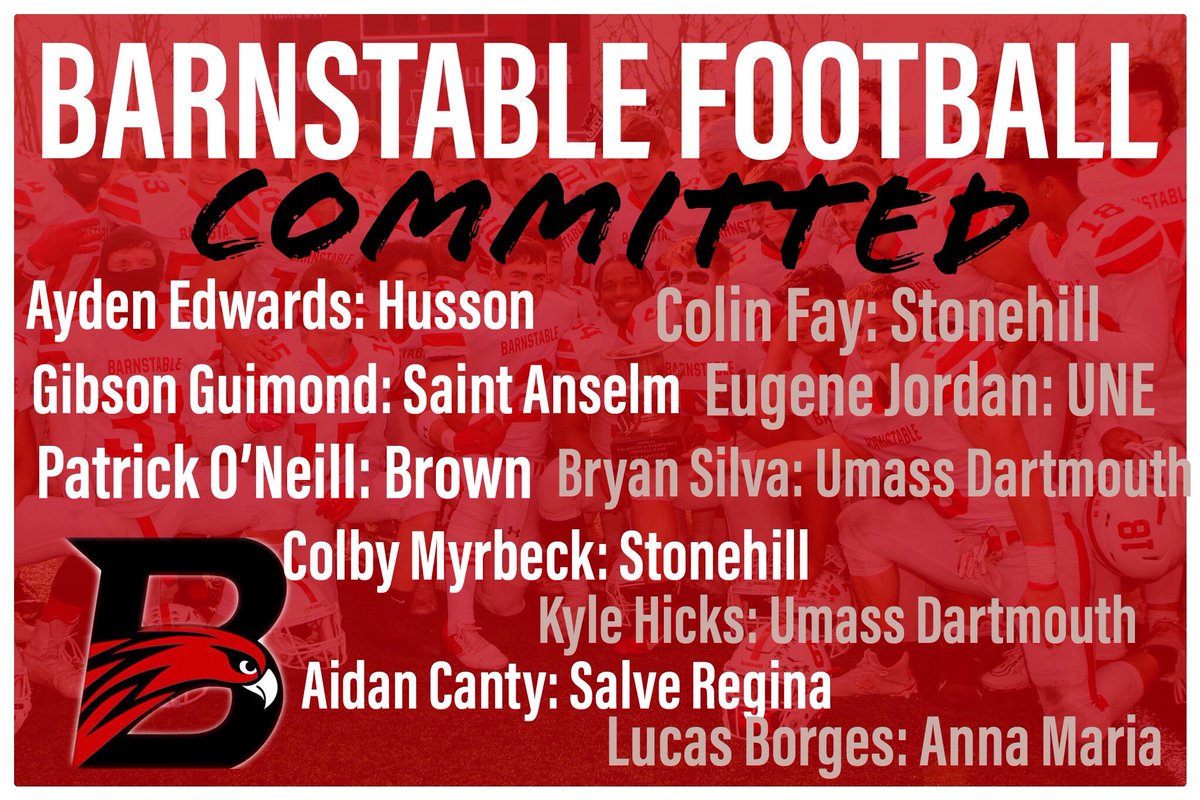 <a href="/StableFootball/">BarnstableFootball</a> officially lands ten players from this year’s graduating class on college football rosters!! We couldn’t be any more proud of this group for everything they have done and are going to go accomplish in their futures!! #KEEPSWINGING