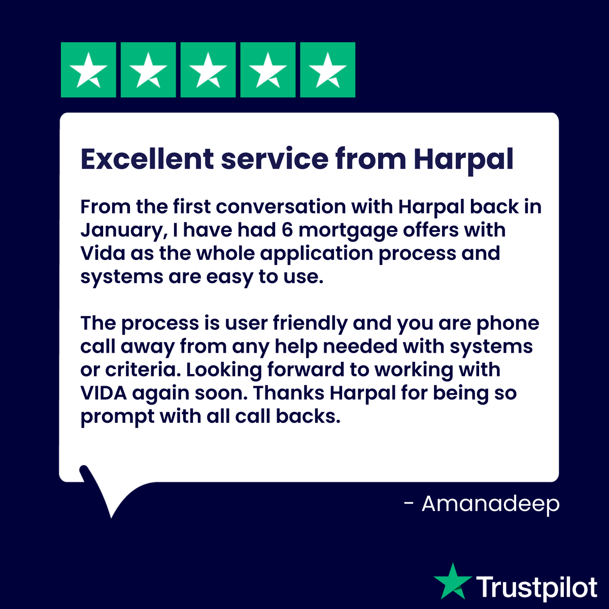 VidaHomeloans's tweet photo. A huge well done to our Telephone Key Account Manager, Harpal Virdee, for his fantastic customer service and assisting the broker with any queries on cases and our criteria. 🏆
We have a fantastic team at Vida and we love to see them recognised!
#getlifemoving #trustpilot https://t.co/Kt2j8namQD
