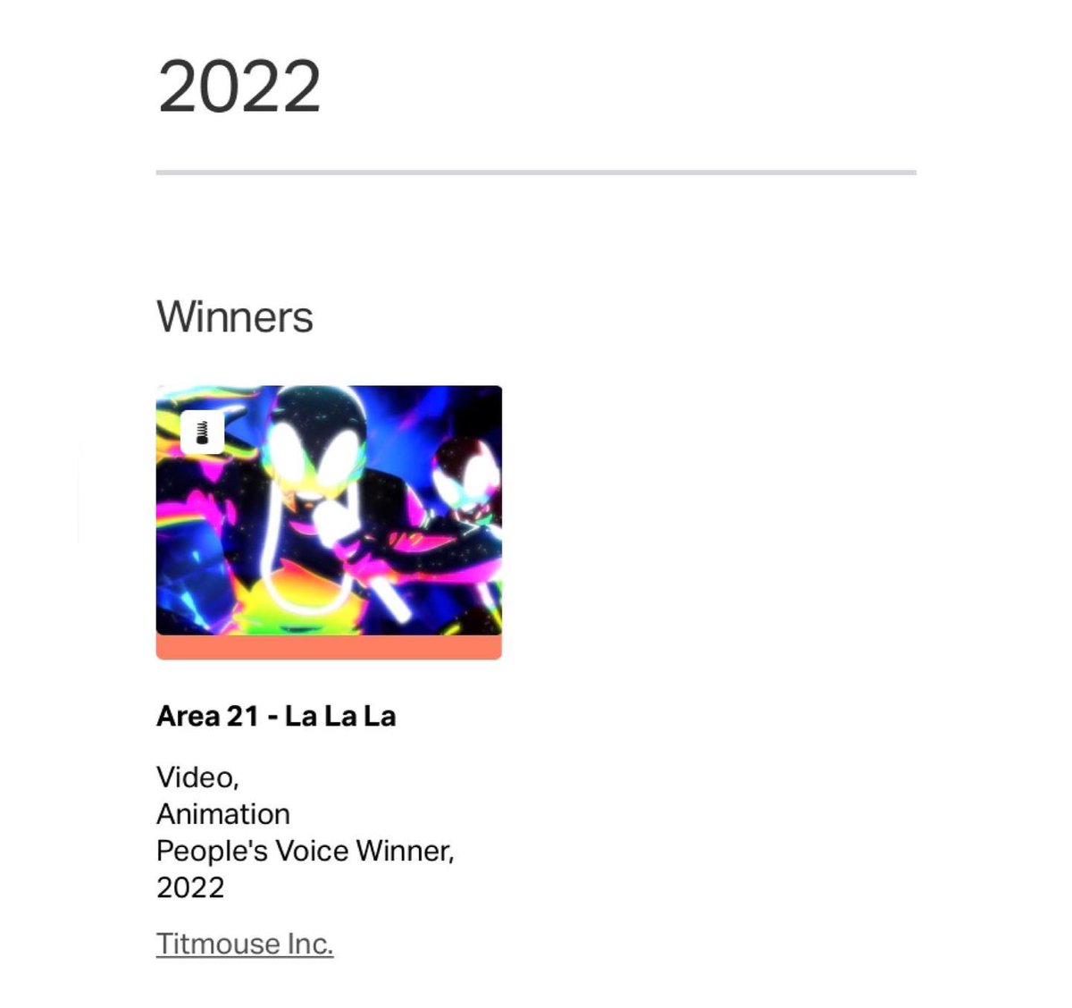 area21unity's tweet image. AREA21 WON the Webby Awards 2022 for the top animation video of the internet!! Huge congratulations to the whole team and everyone who took part in this project! 🛸