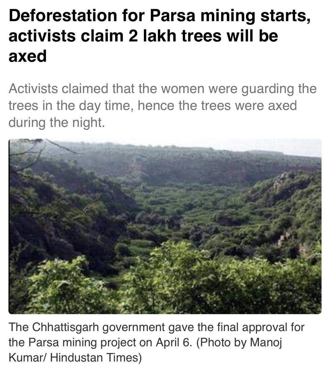 ketan83's tweet photo. As #Heatwave Grips Our Country..One More Forest Is Being Destroyed For Mining. We Humans Have Never Valued The Importance Of #Nature .

https://t.co/6w9ab2XRfH

#SaveHasdeo #SaveOurForests https://t.co/jD99Ba7x3h