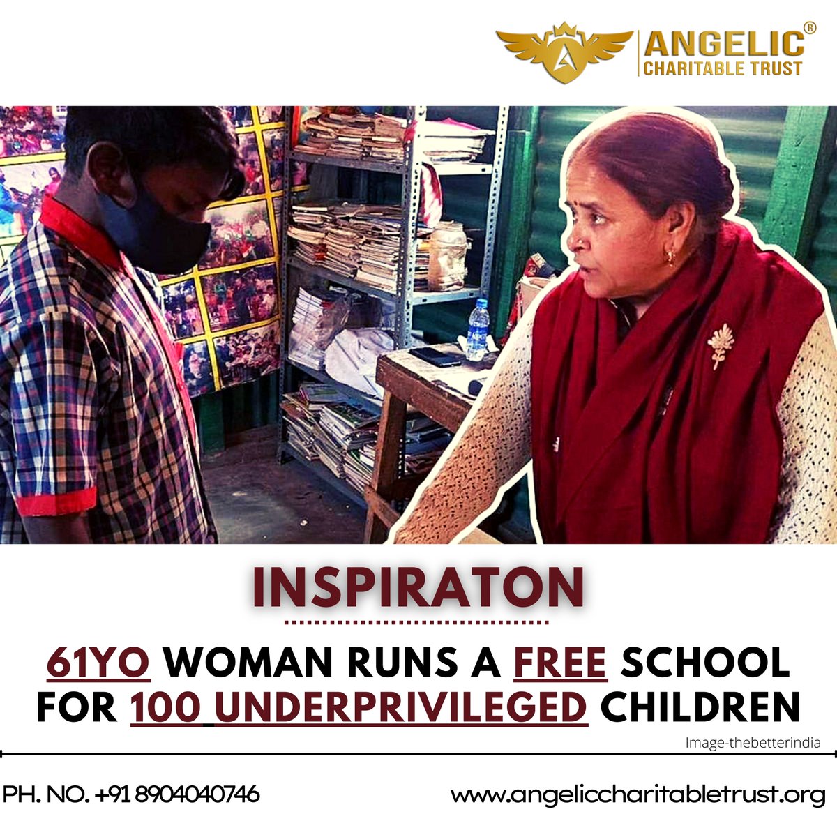 Angeliccharityt's tweet photo. #rightstoeducation 
Kanchan Sharma , a retired teacher from Jammu who known as "super teacher " is providing free #education through her open school to 100 #Underprivileged #Children 
Contribute here 
UPI ID - 9113935305@hdfcbank 
#Angelic
#ANGELICCHARITABLETRUST
#inspiration https://t.co/TNsnISXyQi