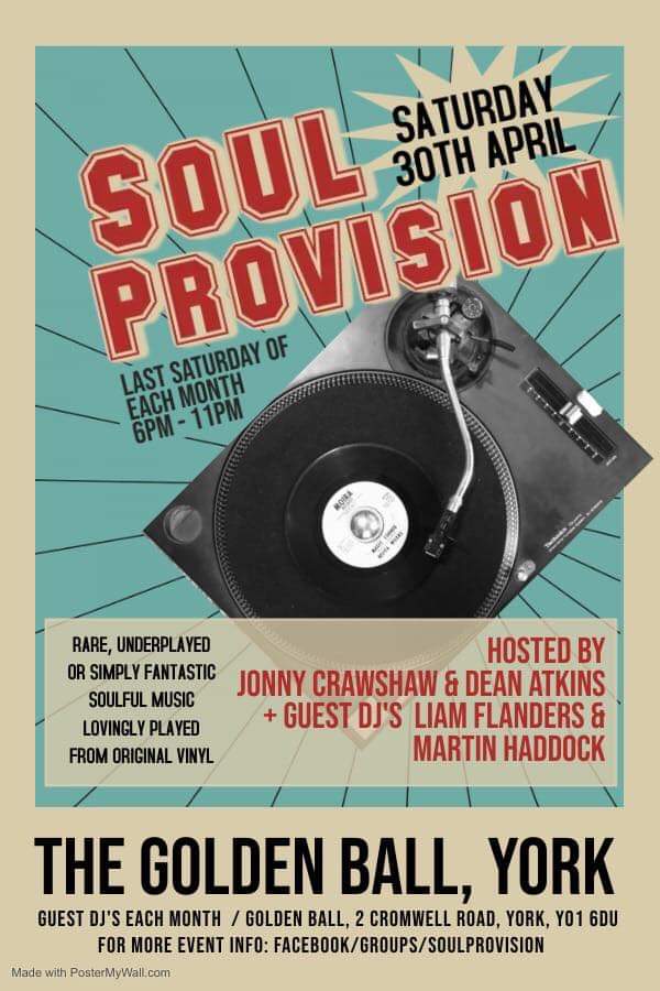 SoulProvision's tweet image. This Saturday join guests Martin Haddock, Liam Flanders &amp;amp; Brian Flanny Flanders on making it a full on Tuff Love Soul Club experience at The Golden Ball York!

Dean Atkins &amp;amp; myself will be there to pick up the pieces as I have no doubt that they’ll smash it!