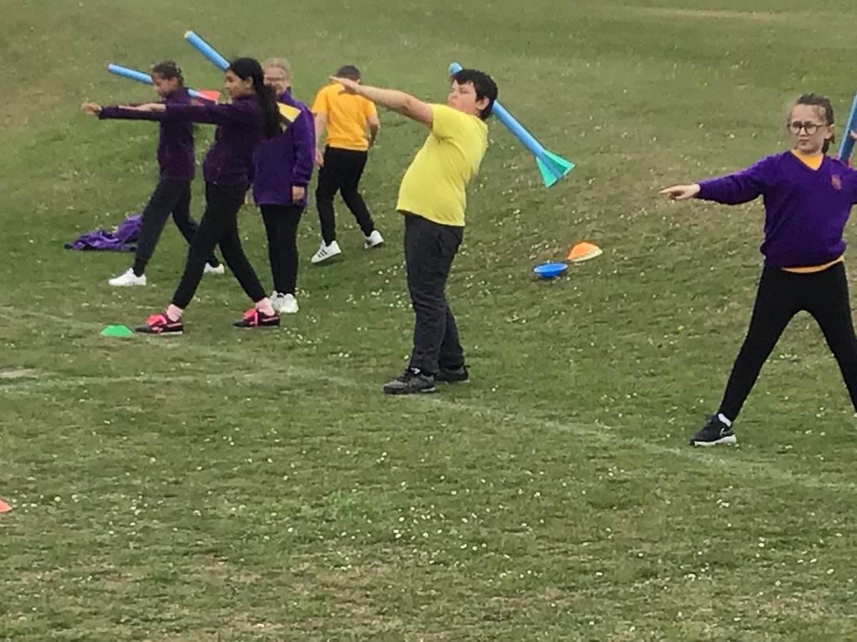 In PE, we are practicing our technique in throwing using javelins. Some our throws were wind assisted.
