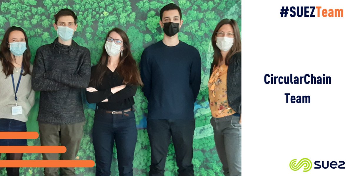 suez's tweet photo. The #CircularChain #SUEZTeam with Julie, Alice, Léo, Adèle and Serhat supports the agricultural transition and by the use of sewage sludge as fertilizer through #blockchain technology, guaranteeing to farmers its quality & to producers its valorization🌿
#CircularEconomy https://t.co/B1HcZaeHmJ