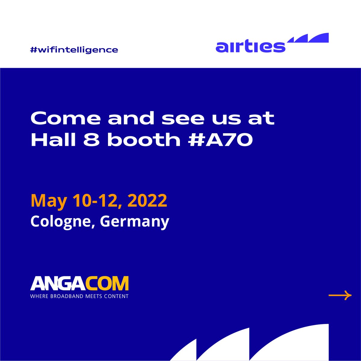 Airties's tweet photo. We are excited to be back at @ANGA_COM 2022! Visit us to discover how our Connected Home solutions can enhance your customer experience and check our demos. Learn more and book a meeting here: https://t.co/XR3dsn6XCI
See you in Cologne!
#wifintelligence #ConnectedHome #ANGACOM https://t.co/ChBt99QP2f