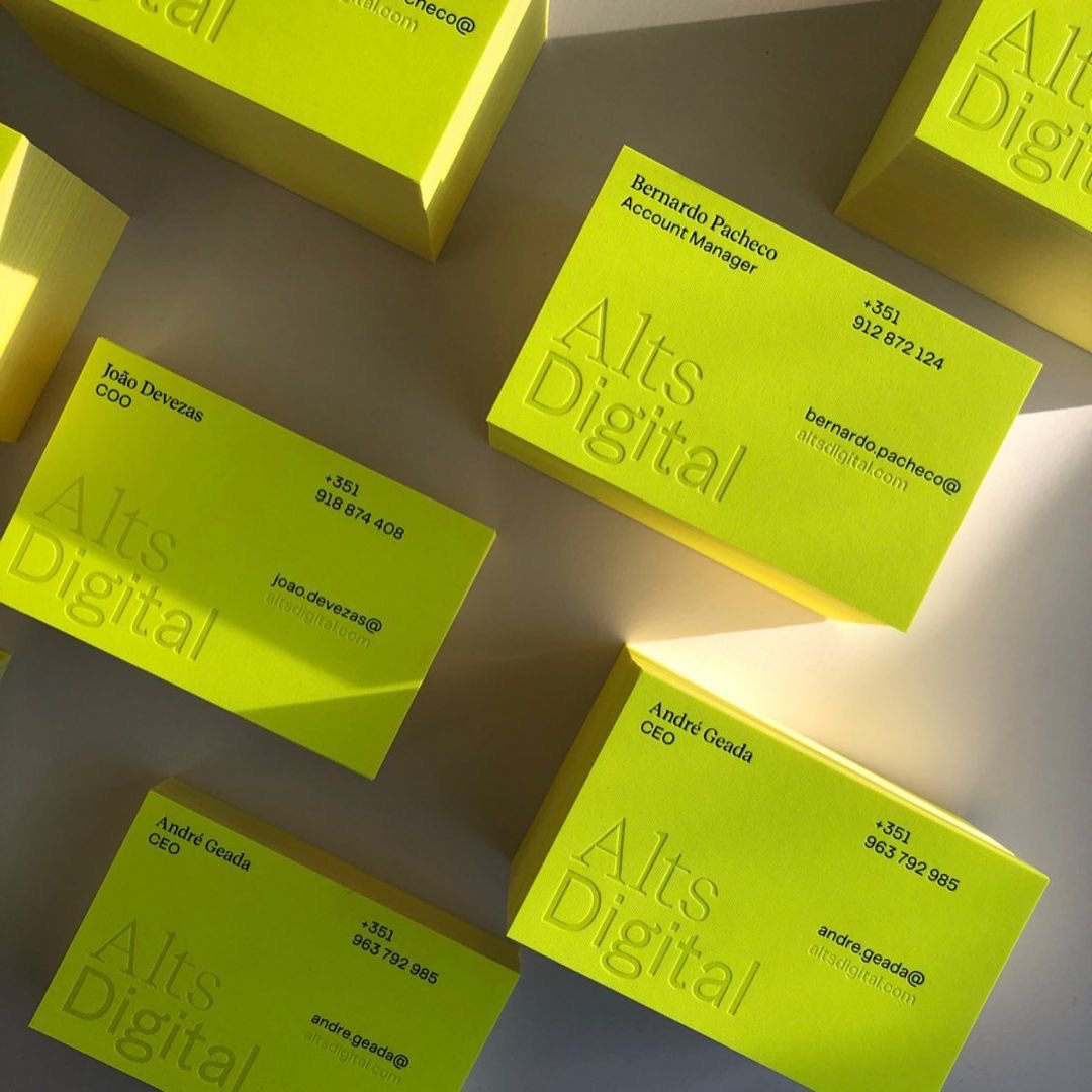 Black and clear foil stamp on Gmund Action Vibrant Arsenic for ALTS Digital's business cards, designed by <a href="/burocratik/">burocratik</a> and printed by <a href="/dot_studio_/">Dot Studio</a>.