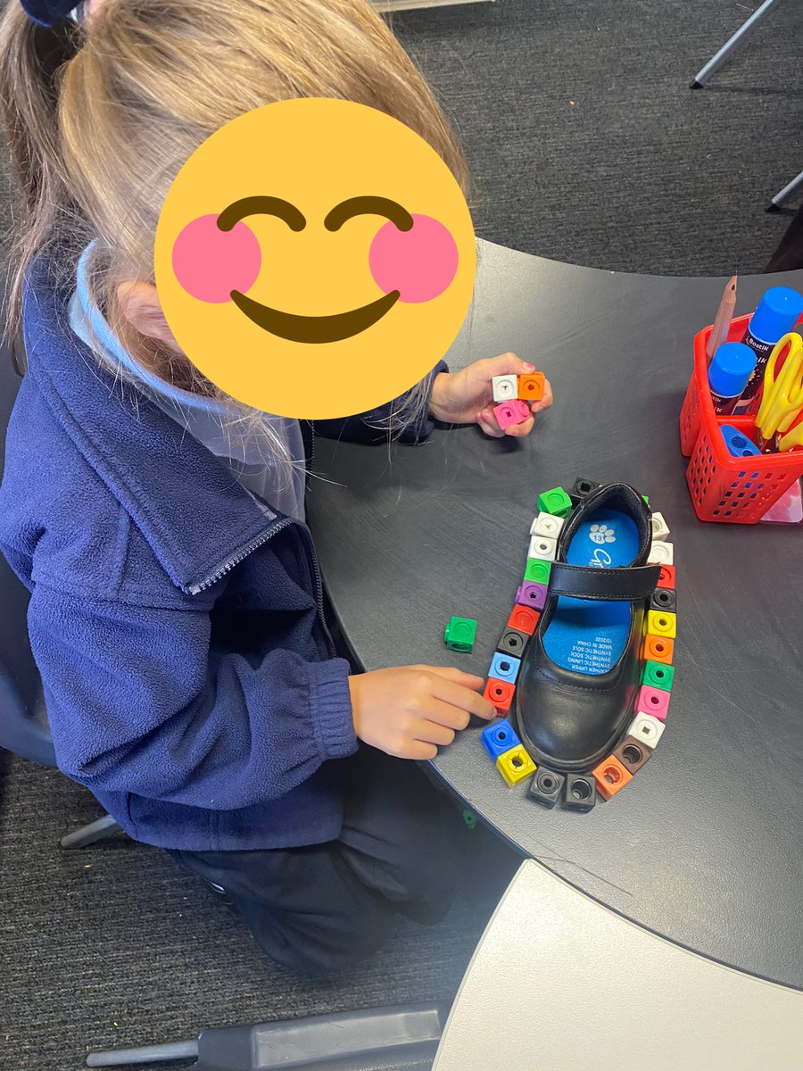 sophia_caputo2's tweet photo. Today my class and I did an investigation on measurement using informal units! I first used a giant footprint to model perimeter, length and width. The students then measured their own using different units and recorded their results in a table so we could compare #acuedu_p https://t.co/QL6F5cYu8W