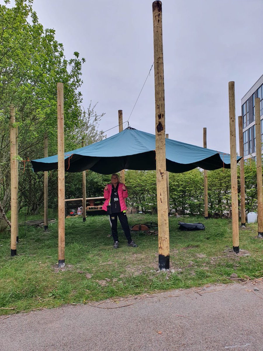 cd_essa's tweet photo. Miss Adamson is over the moon with our new outdoor learning space! Forest school is growing! #healthy #caring #ambitious @EssaAcademy https://t.co/msRDYlMGVP
